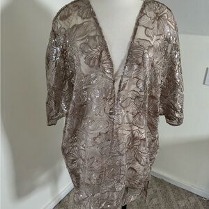 Anne Klein Sequin Floral Kimono Cardigan